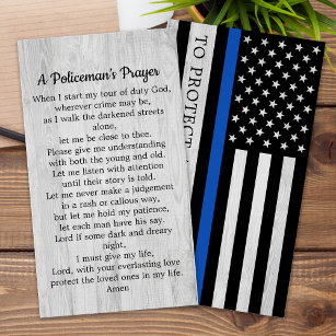 Policial Thin Blue Line - Cartão de Oração do Poli