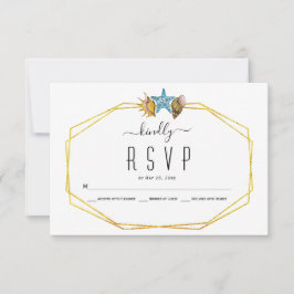 Poligão de folha de ouro e conchas de praia RSVP