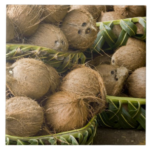 Polinésia, Reino de Tonga. Exposição de cocos