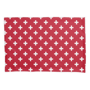 Polka branca cruza em vermelho