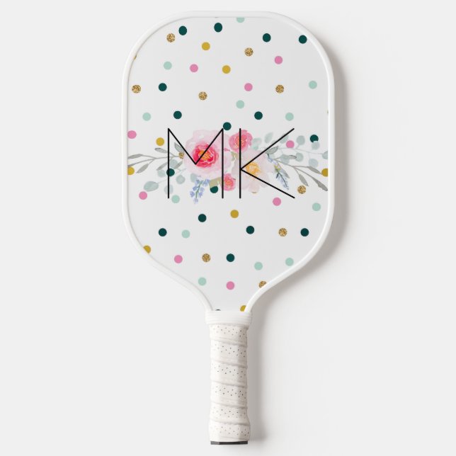 Polka Dot Pickleball Paddle with your Initials (Front)