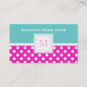 Polkadot branco azul cor-de-rosa: Cartão de visita