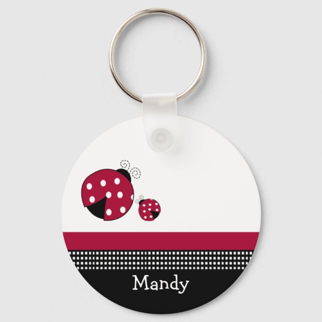 POLKADOT LADYBUGS Favor ou CHAVEIRO Nome de etique (Frente)