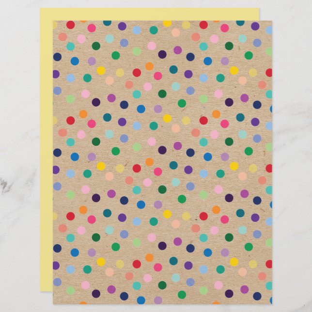 Polkadots Faux Brown Kraft Funky Papelão (Frente/Verso)