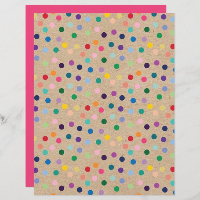 Polkadots Faux Brown Kraft Funky Papelão (Frente/Verso)