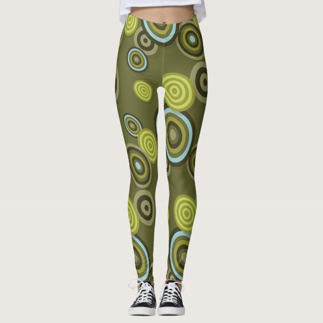 polkadots flores primavera esporte leggings verdes (Frente)