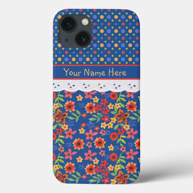 Polkas Floral Personalizado Faux Lace iPhone 6 Cas (Verso)