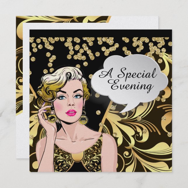 Polly hospeda um convite de arte Pop do Grande Par (Frente/Verso)