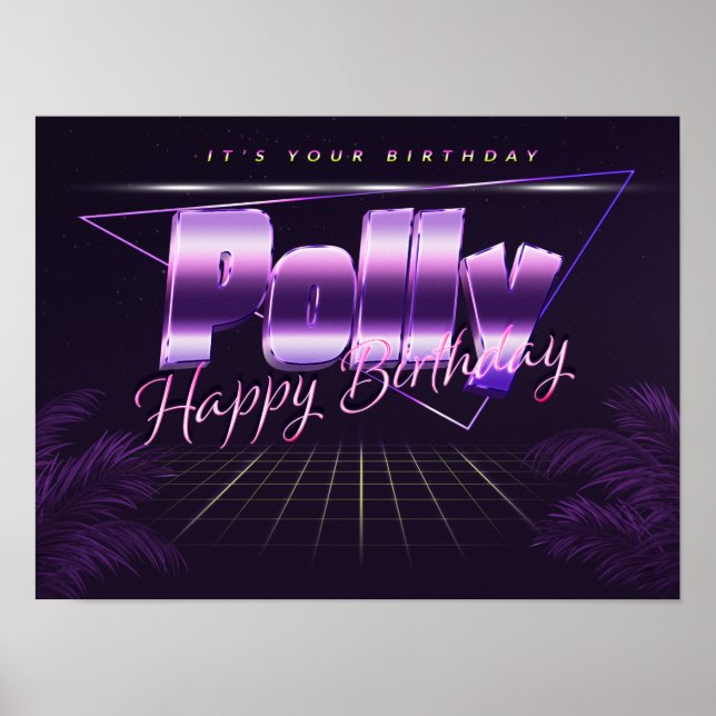 Polly Name Vorname lila retro Poster Geburtstag (Frente)