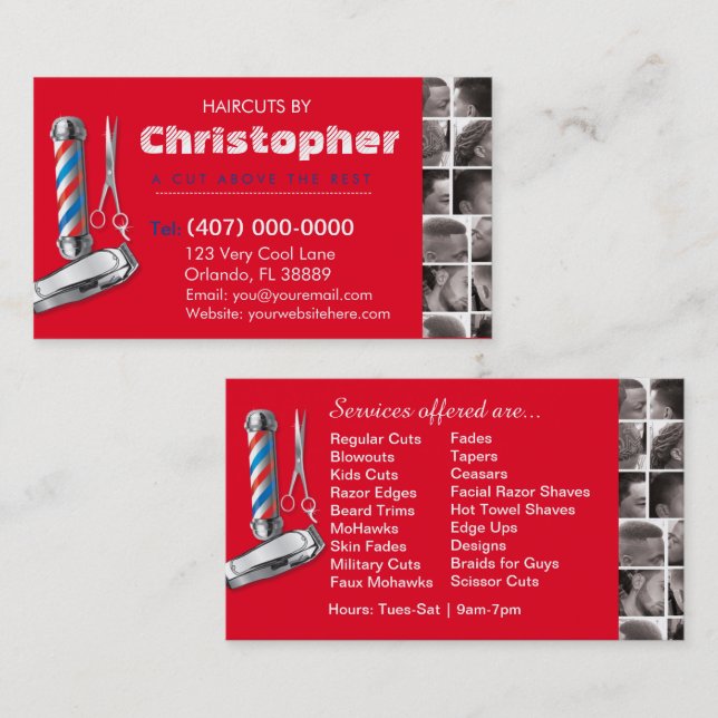 Polo de Cartão de visita de barbearia, clipes com (Frente/Verso)