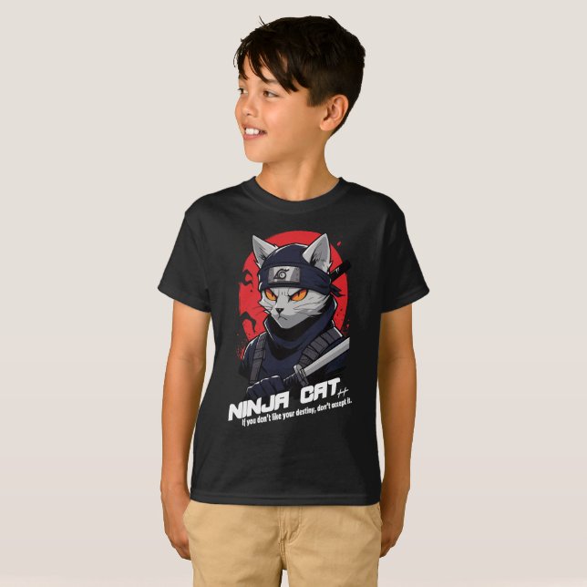 Polo de Gato Guerrero Ninja (Frente Completa)