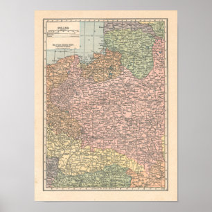 Polônia Vintage 1923 Map impressão