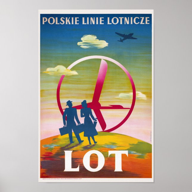 Polskie Linie Lotnicze Poster vintage LOT (Frente)