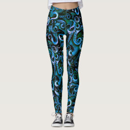 Polvo Azul e Verde Leggings Tentáculos