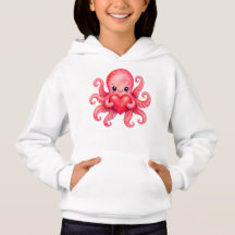 Polvo Kawaii Fofo Segurando Coração