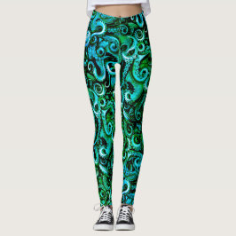 Polvo Verde Tentáculos Leggings Mar Vapor
