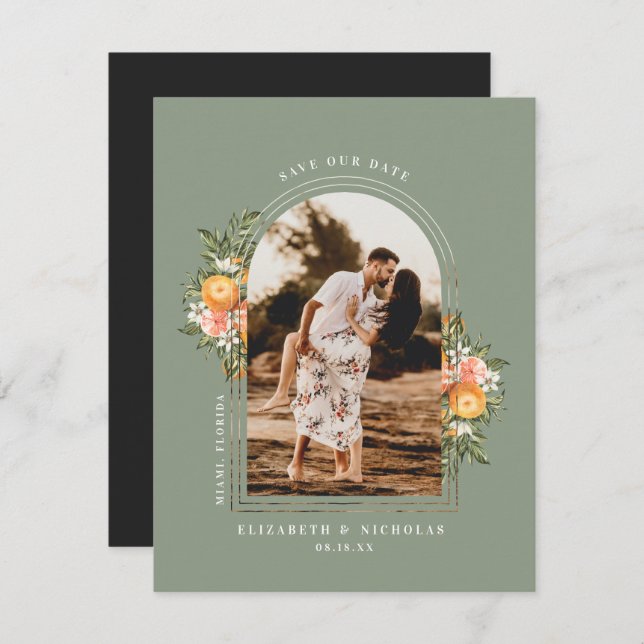 Pomar de Citros Elegante | Boho Salvar a data (Frente/Verso)