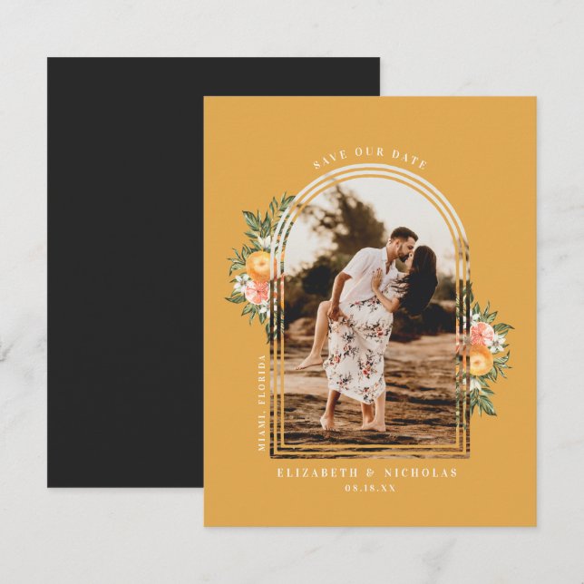 Pomar de Citros Elegante | Salve a Data Boho (Frente/Verso)