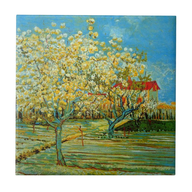 Pomar em Blossom por Vincent van Gogh (Frente)