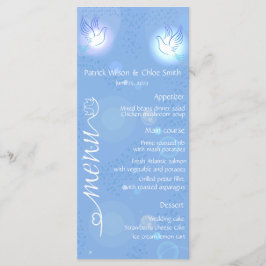 Pomba branca de casamento com menu de iluminação
