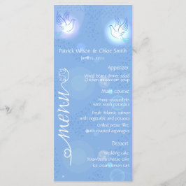 Pomba branca de casamento com menu de iluminação