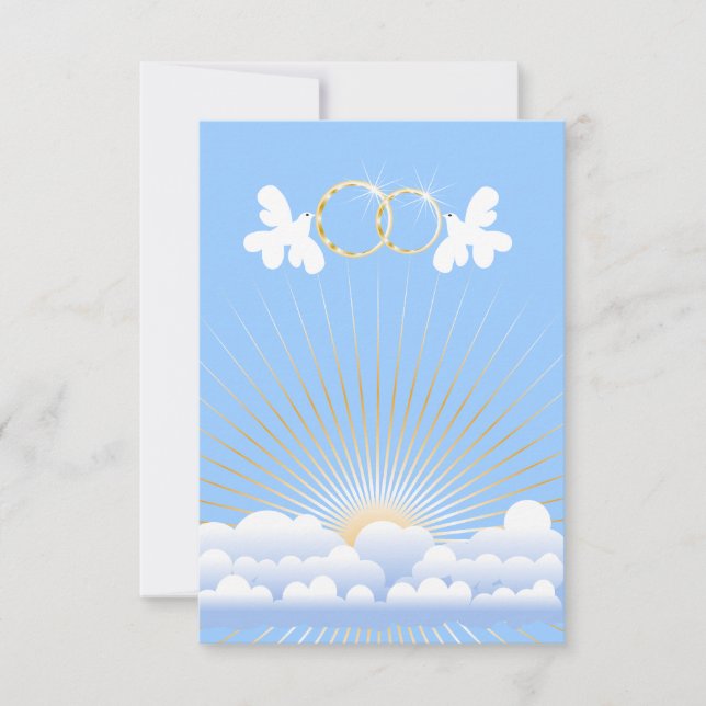 Pombas com convite do costume das alianças de (Frente)