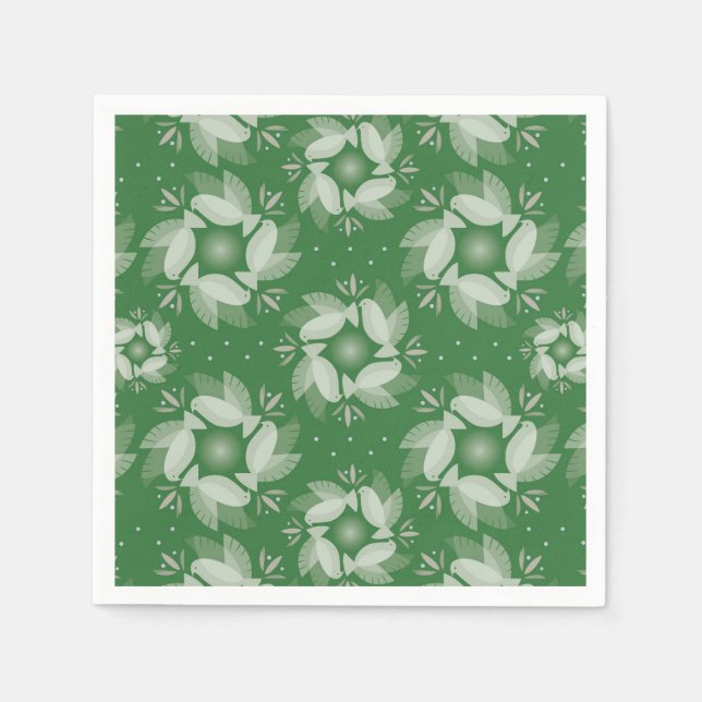 pombas de paz do natal, guardanapos de papel verde (Frente)