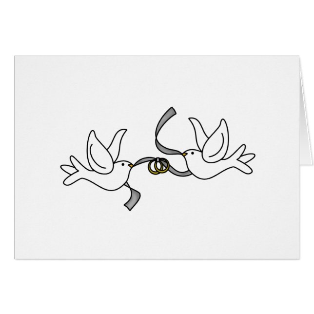 Pombas do casamento com cartões dos anéis (Frente Horizontal)