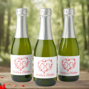 Pombinhos Fofos Boho Jardim Casamento Coração Verm