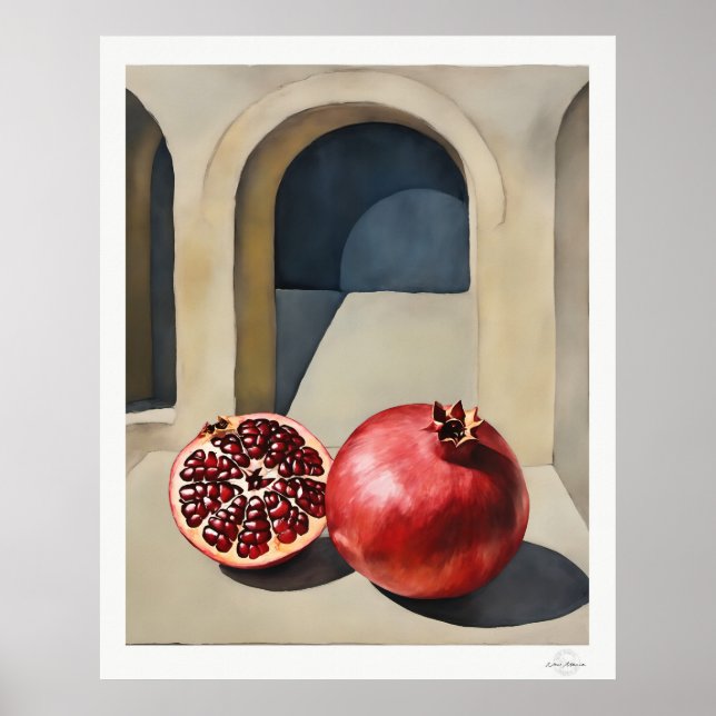Pomegranate Still Life with Arch Poster (Frente)