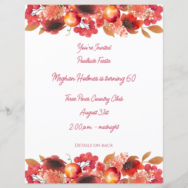 Pomegranatos, papagaios e artigos de papelaria (Frente)