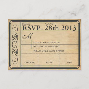 Ponchout RSVP II de Tíquete do casamento vintage