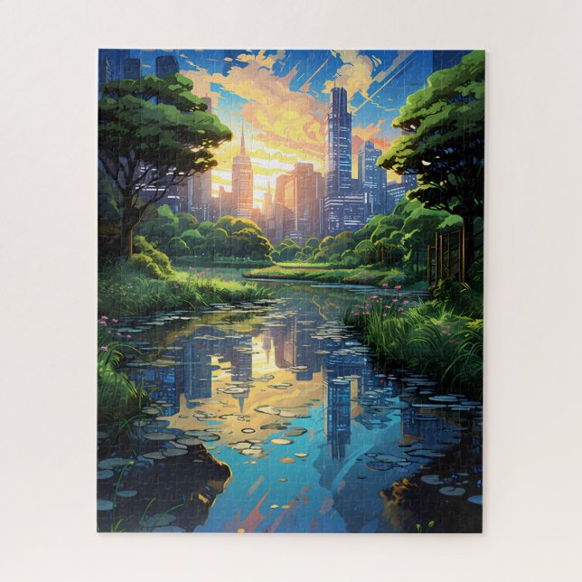 Pond em uma Quebra-cabeça de Jigserra no Parque da (Vertical)