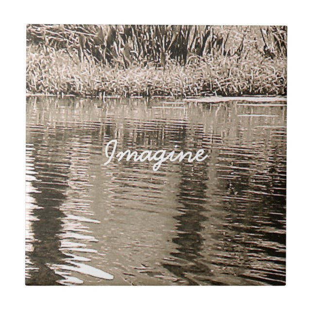 Pond Sepia Fotografia Azulejo Trivet (Frente)