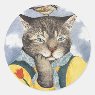 Pondering etiquetas do gato