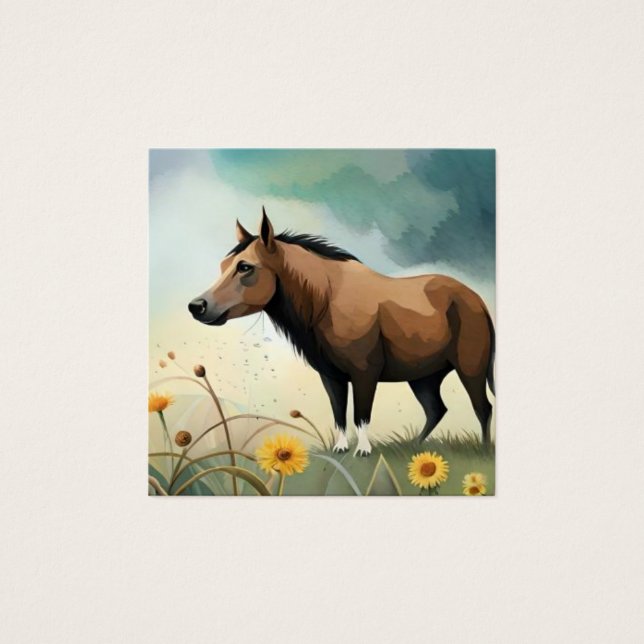 Pônea castanho-branca no campo floral (Frente)