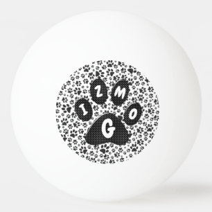 Pong Patas de Cachorro Preto e Branco Bolinha de Ping P