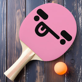 Pong Raboquinha Confusa Face Rosa Claro Raquete de Ping