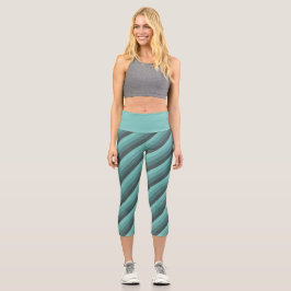 Pontas Diagonais de Matizes Verdes Leggings Capri