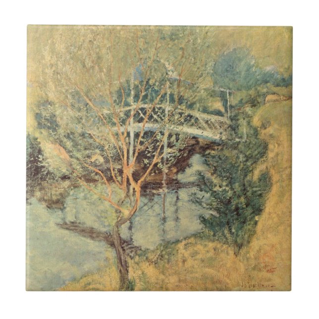 Ponte Branca por Twachtman, Impressionismo Vintage (Frente)