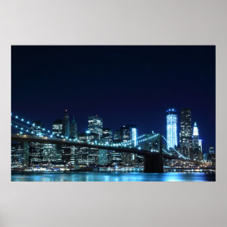Ponte Brooklyn no Poster noturno (30,00" x 20,00")