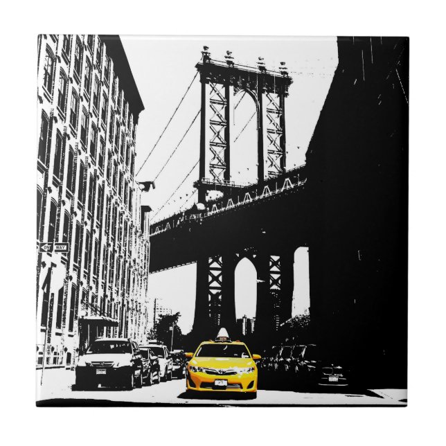 Ponte Brooklyn Nova Iorque Ny Nyc Yellow Taxi (Frente)