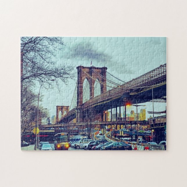 Ponte de Brooklyn Nova York. Quebra-cabeça (Horizontal)