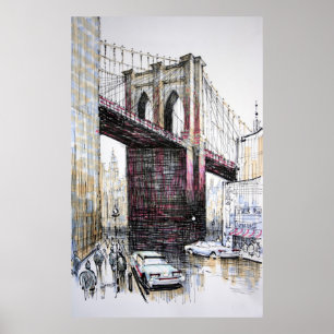 Ponte de Brooklyn, poster de New York/impressão