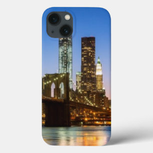 Ponte de Manhattan e de Brooklyn no crepúsculo