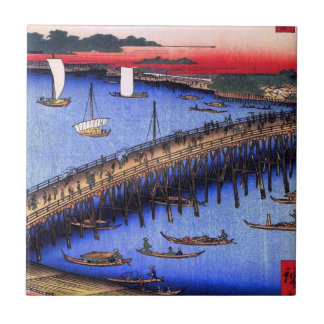 Ponte de Ryōgoku e o grande Riverbank (両国橋大川ばた)