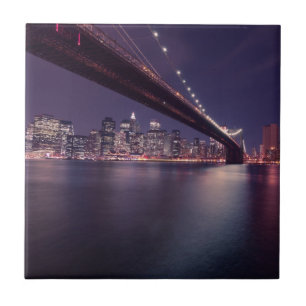 Ponte do Brooklyn à noite, luzes de Manhattan, No