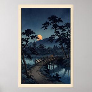 Ponte enluarada Impressão Paisagem Noturna Tranqui
