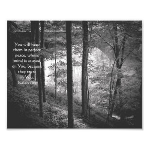 Ponte Florestal Isaiah 26:3 Impressão de Foto B&W
