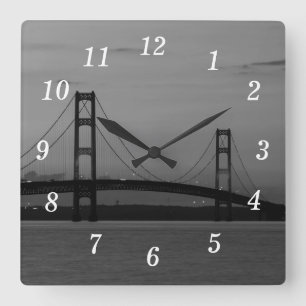Ponte Mackinac No Relógio De Parede Em Escala De C